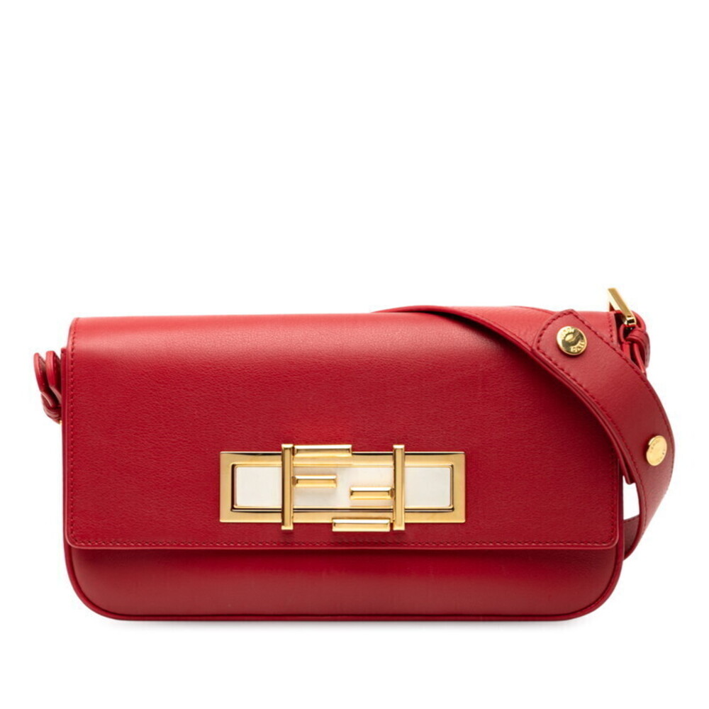 Fendi Tre bucket Hobo Bag Red Leather